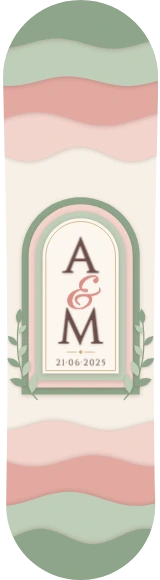 Diseño de skate «Boda · Arco de papel recortado»: Boda, Pareja, Regalo, Papel recortado, Texto, Hojas
