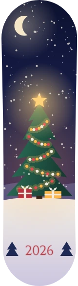 Diseño de skate «Navidad · Abeto iluminado de noche»: Navidad, Invierno, Regalo, Árbol de Navidad, Noche, Luna