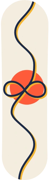 Diseño de skate «Amigo invisible · Lazo de un solo trazo»: Regalo, Minimal, Líneas, Abstracto, Círculos, Retro