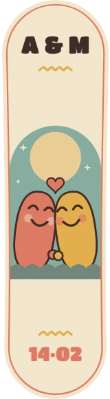 Diseño de skate «Pareja · Dos que se apoyan»: Pareja, San Valentín, Aniversario, Regalo, Corazón, Kawaii