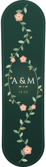 Diseño de skate «Aniversario · Dos ramas que se abrazan»: Pareja, San Valentín, Aniversario, Regalo, Flores, Hojas