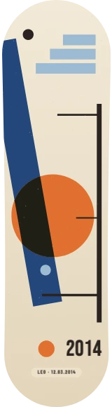 Diseño de skate «Bauhaus · Cartel generativo de edición única»: Arte generativo, Edición única, Bauhaus, Geométrico, Círculos, Abstracto