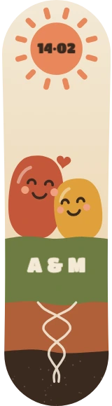 Diseño de skate «Pareja · Dos piedras enraizadas»: Pareja, San Valentín, Aniversario, Regalo, Kawaii, Corazón