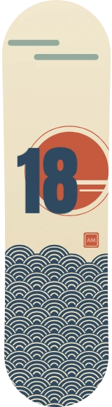 Diseño de skate «Cumpleaños adulto · Sol y olas»: Cumpleaños, Regalo, Sol, Olas, Números, Japonés