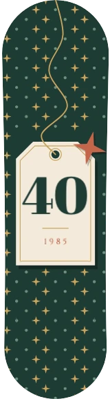Diseño de skate «Cumpleaños adulto · Etiqueta de regalo»: Cumpleaños, Regalo, Números, Estrellas, Patrón, Elegante