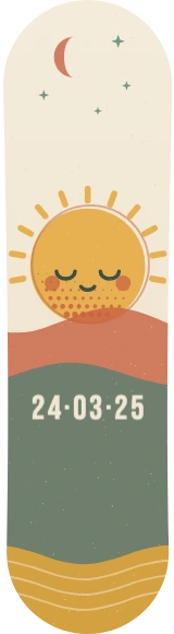 Diseño de skate «Bebé · Sol dormilón en risografía»: Bebé, Nacimiento, Niños, Regalo, Sol, Luna