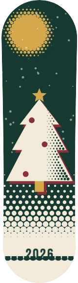 Diseño de skate «Navidad · Pino de cartel con luna de puntos»: Navidad, Invierno, Regalo, Árbol de Navidad, Trama de puntos, Luna