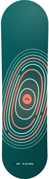 Diseño de skate «Huella · Carta de mar y cielo»: Arte generativo, Edición única, Abstracto, Líneas, Círculos, Minimal