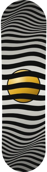 Diseño de skate «Psicodélico · Esfera de oro op-art»: Psicodélico, Abstracto, Rayas, Líneas, Círculos, Degradado