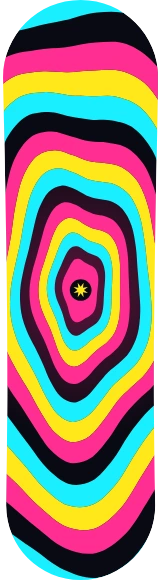 Diseño de skate «Psicodélico · Túnel de neón»: Psicodélico, Abstracto, Colorido, Neón, Líneas, Rayas
