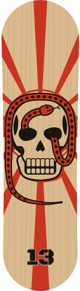 Diseño de skate «Calaveras · Serpiente en las cuencas»: Calaveras, Tatuaje, Old school, Animales, Salvaje, Números