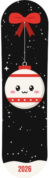 Diseño de skate «Navidad · Bola kawaii»: Navidad, Invierno, Regalo, Kawaii, Nieve, Noche