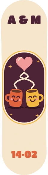 Diseño de skate «Pareja · Dos tazas enamoradas»: Pareja, San Valentín, Aniversario, Regalo, Corazón, Kawaii