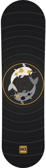 Diseño de skate «Japonés · Koi en remolino»: Japonés, Peces, Arte japonés, Círculos, Oscuro, Minimal