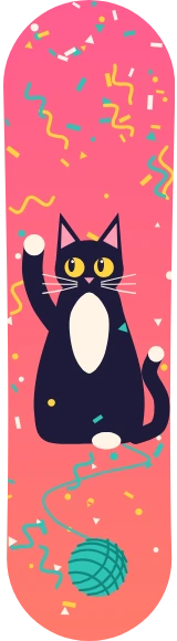 Diseño de skate «Gatos · Fiesta del esmoquin»: Mascotas, Gato, Regalo, Confeti, Animales, Ilustración