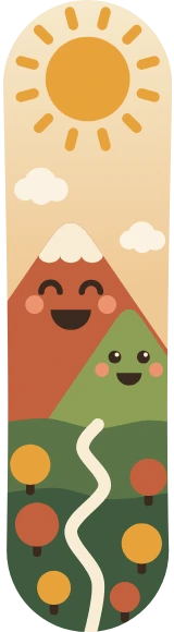 Diseño de skate «Día del Padre · Montaña grande y pequeña»: Día del Padre, Familia, Regalo, Montañas, Kawaii, Sol