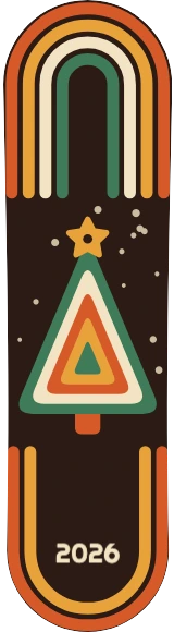 Diseño de skate «Navidad · Árbol setentero»: Navidad, Invierno, Regalo, Árbol de Navidad, Retro, Rayas