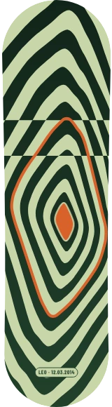 Diseño de skate «Op-art · Túnel de molsa»: Arte generativo, Edición única, Abstracto, Geométrico, Rayas, Líneas