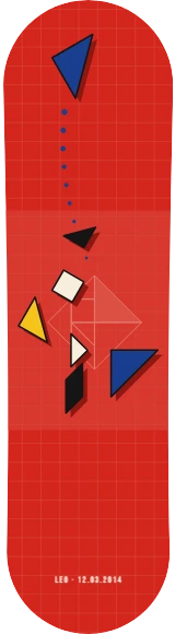 Diseño de skate «Edición única · Tangram desmontado»: Arte generativo, Edición única, Geométrico, Abstracto, Bauhaus, Colorido