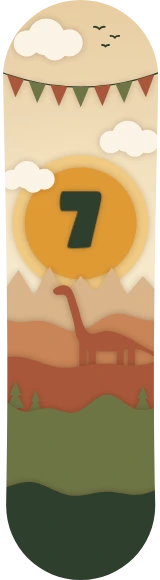 Diseño de skate «Cumpleaños · Valle del dinosaurio»: Cumpleaños, Niños, Regalo, Dinosaurios, Papel recortado, Números