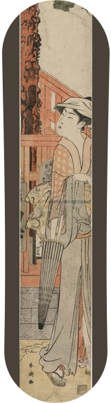 Diseño de skate «Arte japonés · Joven junto al pino»: Arte clásico, Arte japonés, Dominio público, Museo, Ukiyo-e, Mujer