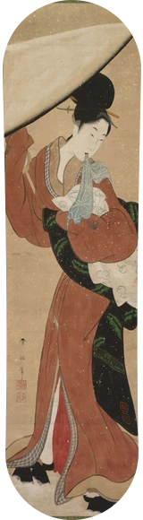 Diseño de skate «Arte japonés · Dama con sombrilla»: Arte clásico, Arte japonés, Dominio público, Museo, Mujer, Kimono
