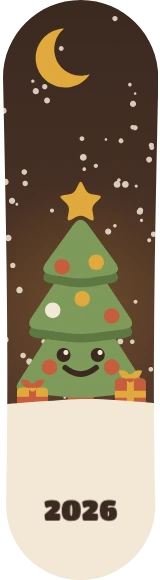 Diseño de skate «Navidad · Abeto sonriente»: Navidad, Invierno, Regalo, Árbol de Navidad, Kawaii, Luna