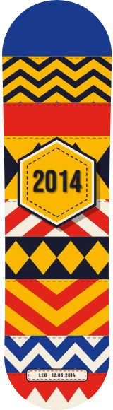 Diseño de skate «Edición de una · Colcha de zigzags»: Arte generativo, Edición única, Geométrico, Patrón, Rayas, Números