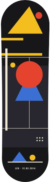 Diseño de skate «Bauhaus · Composición de una sola pieza»: Arte generativo, Edición única, Bauhaus, Geométrico, Círculos, Líneas