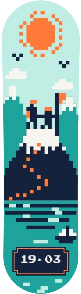 Diseño de skate «Día del Padre · Cumbre en 8 bits»: Día del Padre, Familia, Regalo, Pixel art, Montañas, Sol