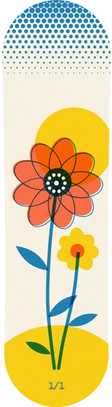 Diseño de skate «Día de la Madre · Flor y brote en risografía»: Día de la Madre, Familia, Regalo, Flores, Risografía, Sol