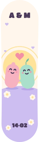 Diseño de skate «Pareja · Dos amigos de goma»: Pareja, San Valentín, Aniversario, Regalo, Kawaii, Corazón
