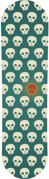 Diseño de skate «Calaveras · La que no encaja»: Calaveras, Patrón, Ilustración, Minimal, Divertido, Vintage