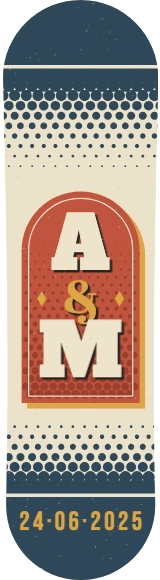Diseño de skate «Boda · Cartel de serigrafía»: Boda, Pareja, Regalo, Tipográfico, Texto, Números