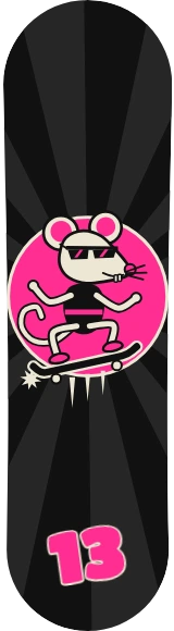 Diseño de skate «Old school · Rata ollie»: Old school, Animales, Skate, Ilustración, Números, Divertido
