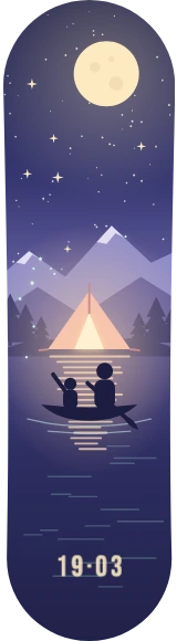Diseño de skate «Día del Padre · Canoa bajo la luna»: Día del Padre, Familia, Regalo, Luna, Noche, Lago