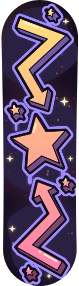 Diseño de skate «Graffiti · Estrella y flechas neón»: Graffiti, Estrellas, Neón, Noche, Degradado, Ilustración