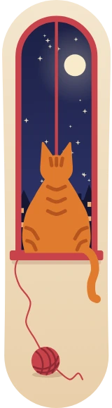 Diseño de skate «Gatos · Gato en la ventana»: Mascotas, Gato, Regalo, Luna, Noche, Estrellas