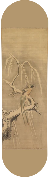 Diseño de skate «Arte japonés · Pájaro en la rama nevada»: Arte clásico, Arte japonés, Dominio público, Museo, Pájaros, Nieve