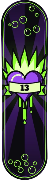Diseño de skate «Tatuaje · Corazón en llamas tóxico»: Tatuaje, Corazón, Old school, Números, Oscuro, Neón
