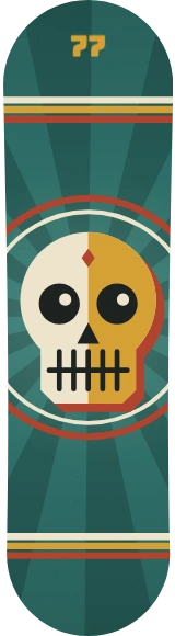 Diseño de skate «Calaveras · Calavera geométrica vintage»: Calaveras, Retro, Vintage, Geométrico, Rayas, Círculos