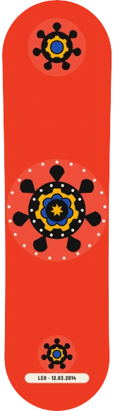 Diseño de skate «Generativa · Mandala calidoscopi»: Arte generativo, Edición única, Geométrico, Círculos, Abstracto, Colorido