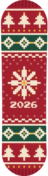 Diseño de skate «Navidad · Jersey nórdico de punto»: Navidad, Invierno, Regalo, Tejido de punto, Árbol de Navidad, Copos de nieve