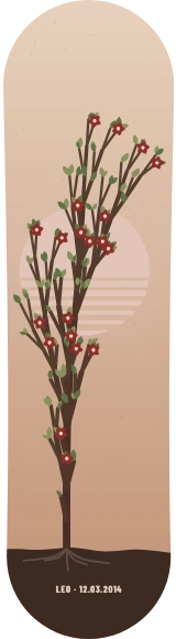 Diseño de skate «Jardí d'autor · Planta L-system»: Arte generativo, Edición única, Árboles, Flores, Sol, Plantas