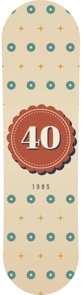 Diseño de skate «Cumpleaños adulto · Papel de regalo vintage»: Cumpleaños, Regalo, Números, Flores, Estrellas, Patrón